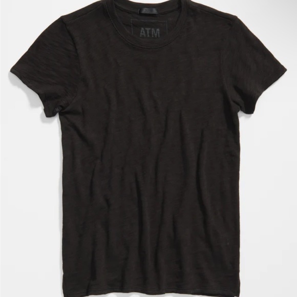 ATM Anthony Thomas Melillo Slub Jersey Schoolboy Crew Neck Tee - Black - Picture 3 of 8